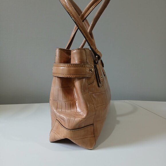 Liz Claiborne 90's Vintage Faux Tan Croc Leather Handbag - Picture 8 of 15